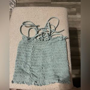 Mint green tie tube top.